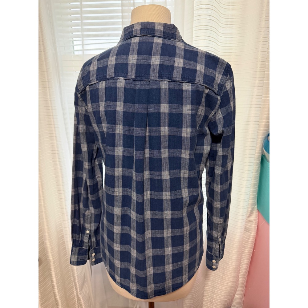 J.Crew Womens Blue Plaid Boy Fit  Cotton Long Sleeve Button Down Shirt Size 10 - Picture 4 of 11